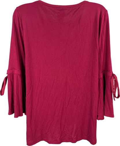 White House Black Market Women's Burgundy 3/4 Bell Sleeve Blouse - M image 2