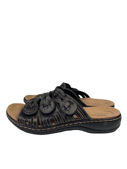 Clarks Collection Women's Black Leisa Faye Strappy Hook-And-Loop Sandals - 9 image 5