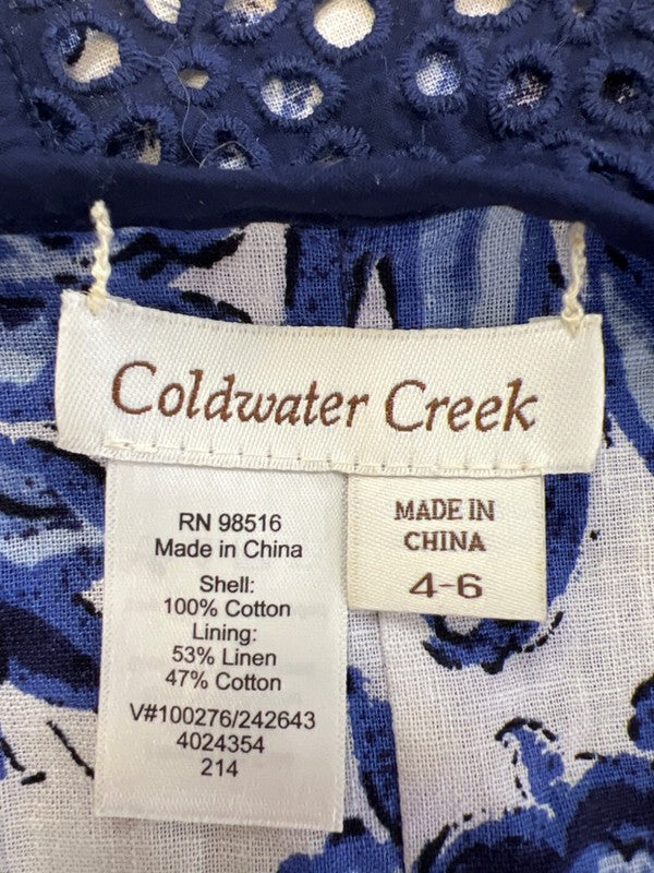 Coldwater Creek Women's Blue/White Reversible Eyelet Open Front Jacket - 4/6 image 3