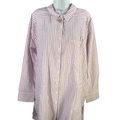 By Anthropologie Women's Purple Neutral Striped Longline Button Up Blouse - XL