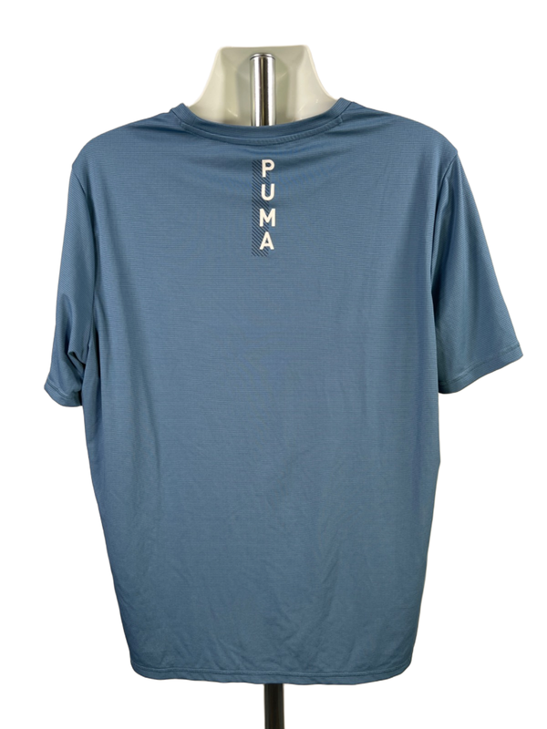 Puma Men's Blue Striped Short Sleeve Athletic Polyester Shirt - XL image 2