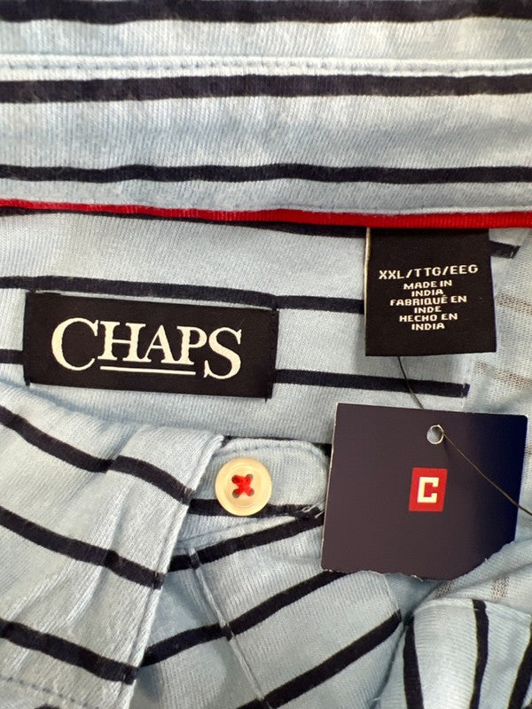 Chaps Men's Blue Striped Short Sleeve Polo Shirt - XXL image 3