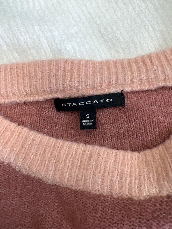 Staccato Women’s Pink Colorblock Striped Long Sleeve Sweater - S image 3