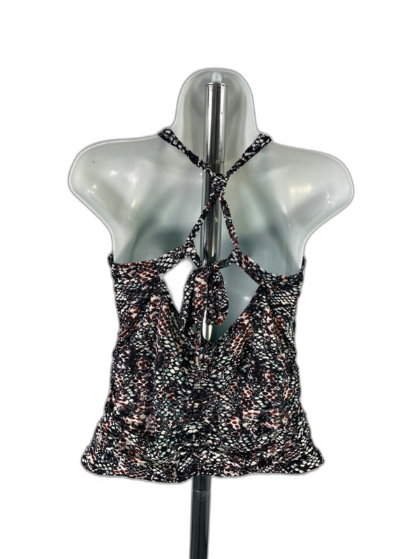 Athleta Women's Black/Teal Aqualuxe Snake Print Tankini Swimsuit Top - L image 2