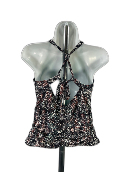 Athleta Women's Black/Teal Aqualuxe Snake Print Tankini Swimsuit Top - L image 2
