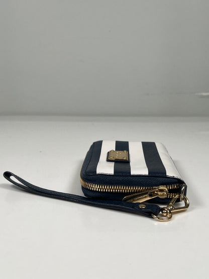 Michael Kors Women's Blue Striped Saffiano Leather Zip Around Wristlet Wallet image 2
