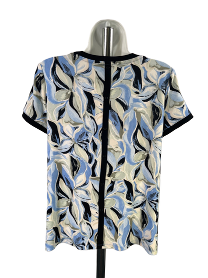 Anne Klein Women's Blue/Green Floral Short Sleeve Blouse - S Petite image 2