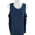 J Jill Women's Navy Blue Sleeveless Pleated Back Tank Top - L