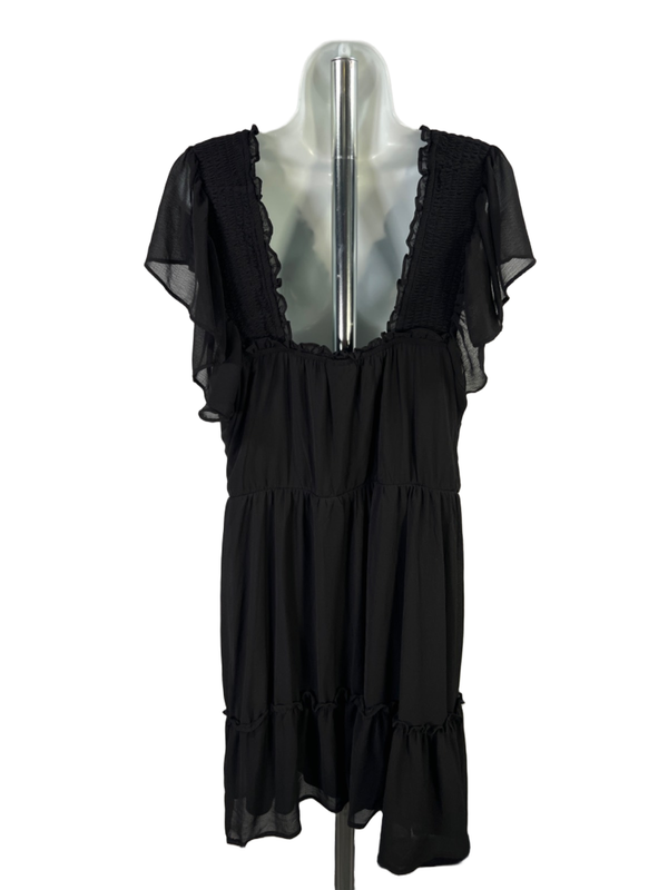 Torrid Women's Black Ruffle Chiffon Smocked Waist Tiered Mini Dress - 3 Plus image 2
