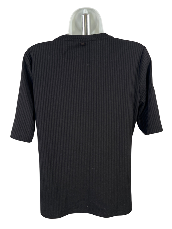Calvin Klein Women's Black Short Sleeve Ribbed V-Neck T-Shirt - M image 2