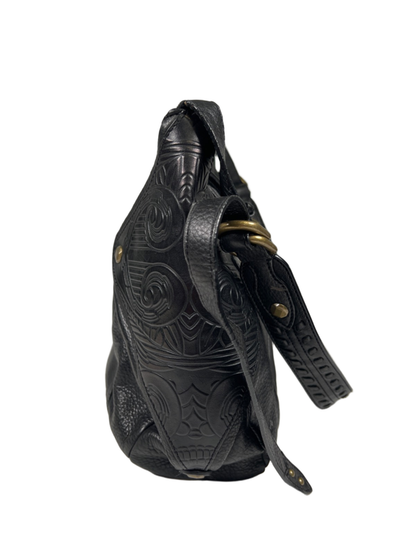 Cole Haan Women's Black Leather Sierra Tooled Shoulder Bag Purse W/ Dust Bag image 3