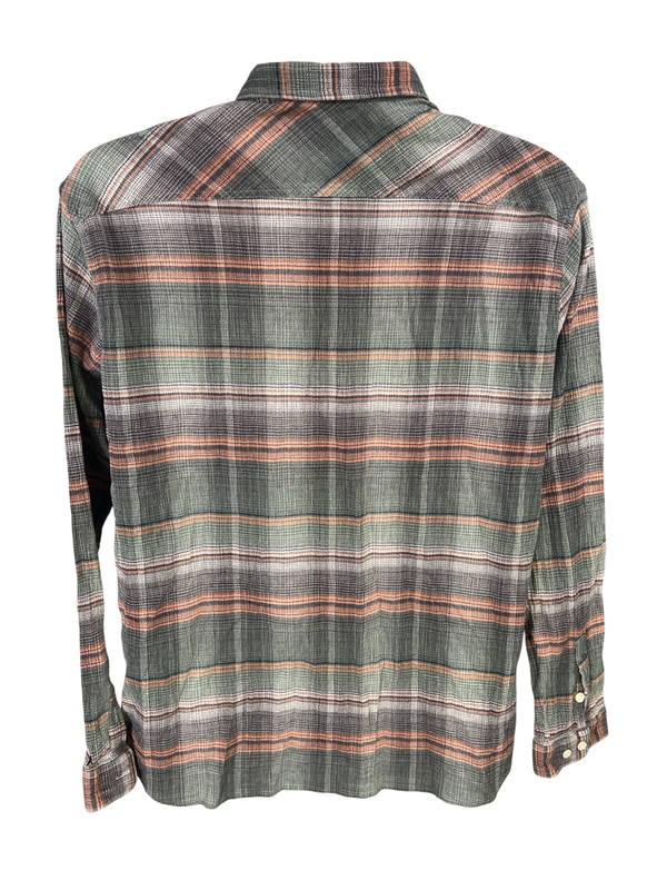 Patagonia Men's Green/Orange Plaid Organic Cotton Button Up Shirt - XL image 2