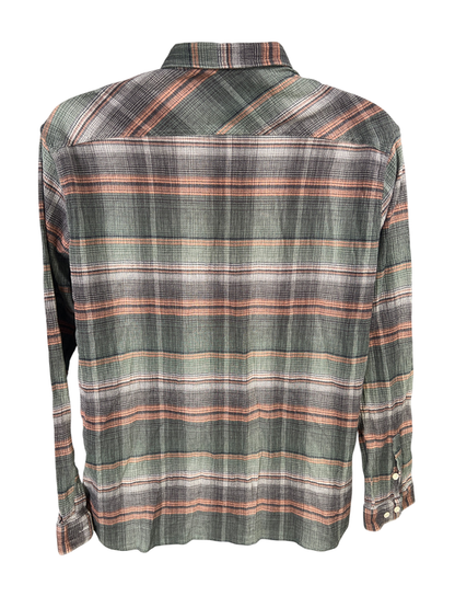 Patagonia Men's Green/Orange Plaid Organic Cotton Button Up Shirt - XL image 2