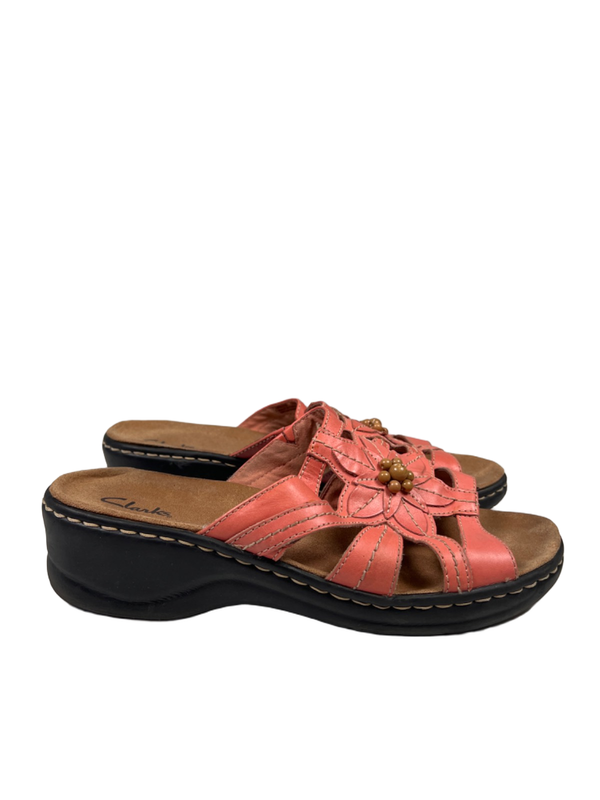 Clarks Women's Pink Lexi Myrtle Floral Beaded Slide On Sandals - 10 Extra Wide