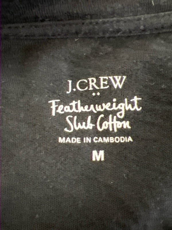 J.Crew Women's Black Slub Cotton V-Neck Shirt - M image 3