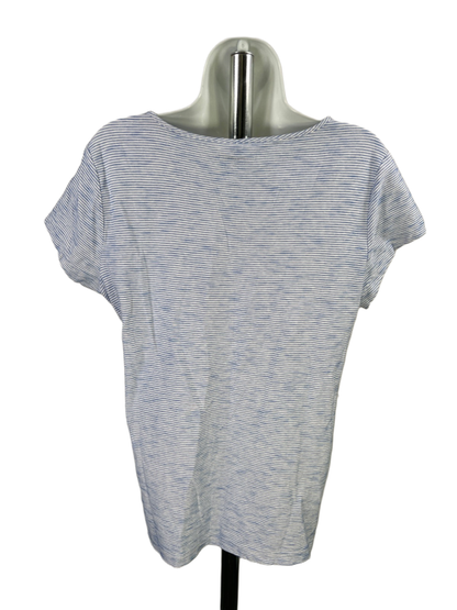 Vineyard Vines Women's White/Blue Striped Short Cap Sleeve Tee Shirt - M image 2