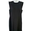 J Crew Women's Black Ruffle Trim Sleeveless Midi Shift Dress - 14