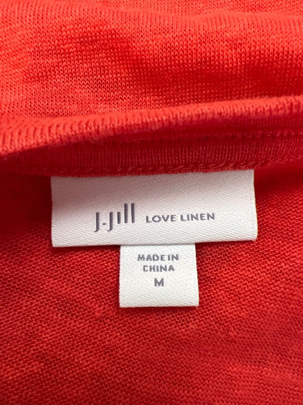 J.Jill Women's Red Short Sleeve Love Linen Side Tie T-Shirt - M image 3