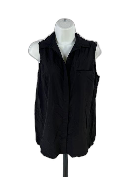 Athleta Women's Black Urbanite II Sleeveless Button Up Tank Top Blouse - S/P