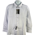 Alfani Men's White/Blue Alfatech Regular Fit Long Sleeve Button Up Shirt - XL