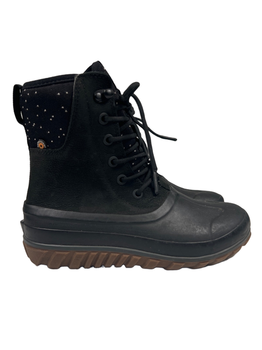 Bogs Women's Black Leather/Rubber Classic Casual Tall Lace Up Boots - 7