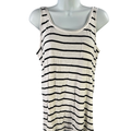 White House Black Market Women's White/Black Striped Tank Top - M