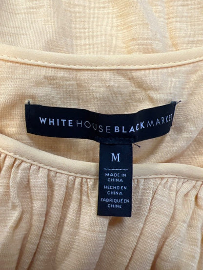 White House Black Market Women's Yellow Cold Shoulder Elbow Sleeve Blouse - M image 3