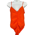 Zara Women's Orange Cinched Tie Strap Bodysuit - L