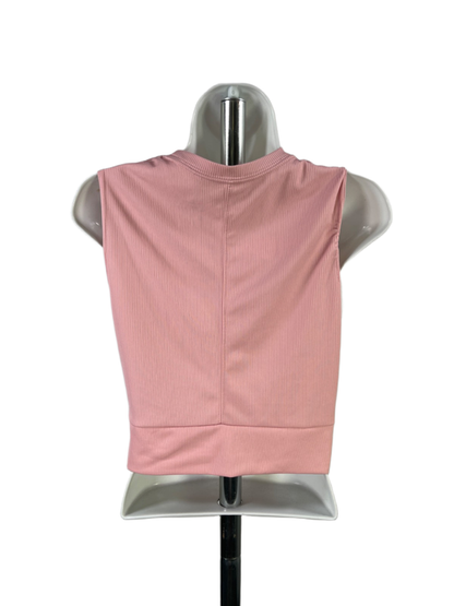 Nike Women's Pink Ribbed Dri-Fit Cropped Sleeveless Athletic Shirt - image 2