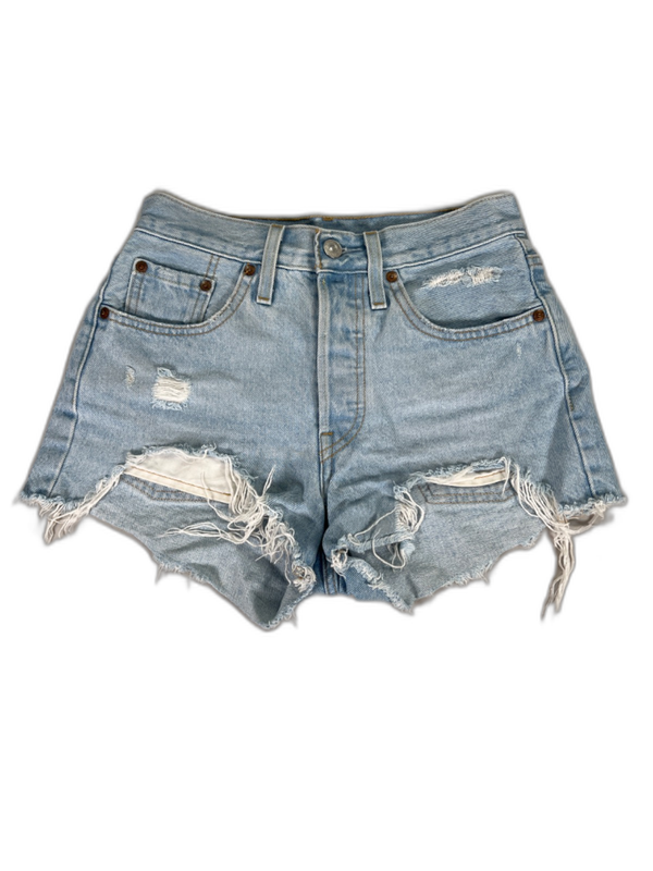 Levi's Women's Light Wash 501 Distressed Button Fly Denim Jean Shorts - 24