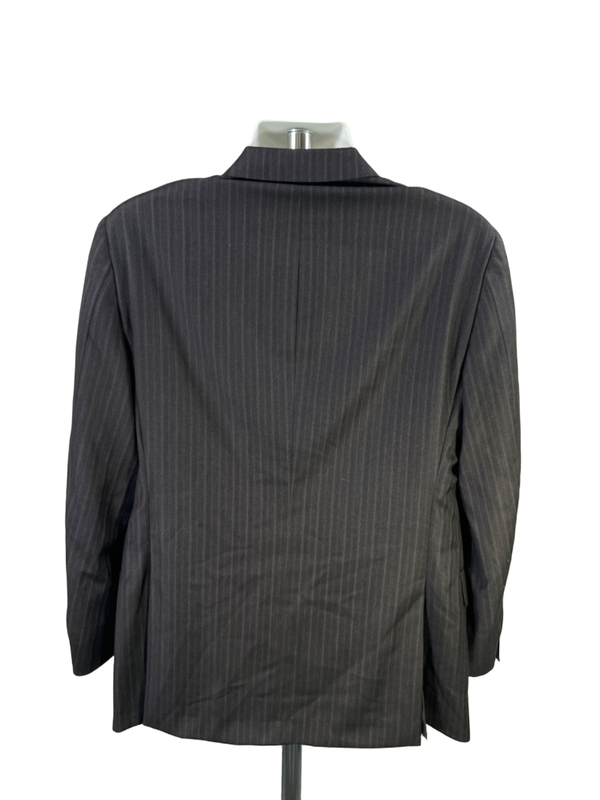 Hickey Freeman Men's Black Wool Pinstripe Long Sleeve Two-Button Blazer - 42R image 2