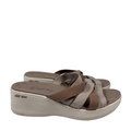Skechers Women's Gray/Taupe Luxefoam Strappy Slide On Platform Sandals - 8