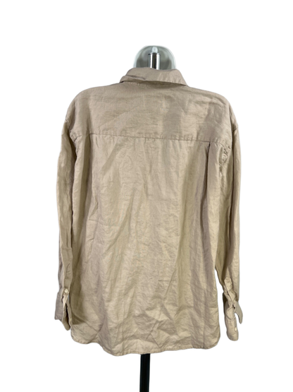 Trovata Birds of Paradis Women's Brown 100% Linen Button Up Shirt - M image 2