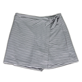 White House Black Market Women's White/Black Striped Faux Front Wrap Skort - 8