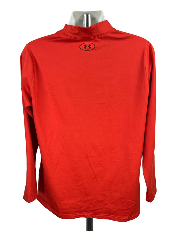 Under Armour Men's Orange Coldgear Fitted Fleece Mock Long Sleeve Shirt - XL image 2