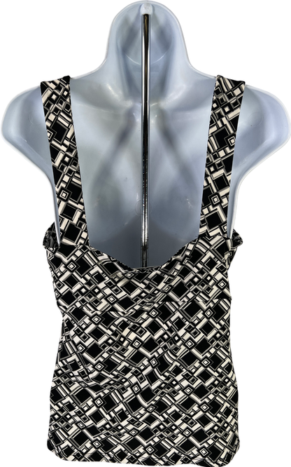 White House Black Market Women’s White & Black Stretch Tank Top - S image 2