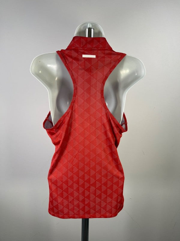 Adidas Women's Red/Orange Primegreen Quarter Zip Racerback Sleeveless Shirt - M image 2