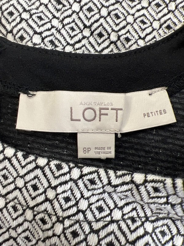 LOFT Women's White/Black Sleeveless A-Line Dress - 8 Petite image 3