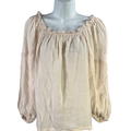 Max Studio Women's Beige/Ivory Eyelet Off-The-Shoulder Long Sleeve Blouse - S