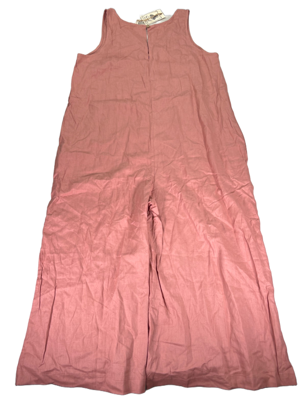 Easel Women's Pink Linen Blend Sleeveless Wide Leg Jumpsuit - L image 2