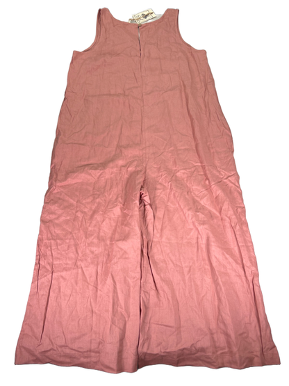 Easel Women's Pink Linen Blend Sleeveless Wide Leg Jumpsuit - L image 2