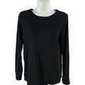 J Jill Women's Black Cotton Crew Neck Long Sleeve Tee Shirt - M