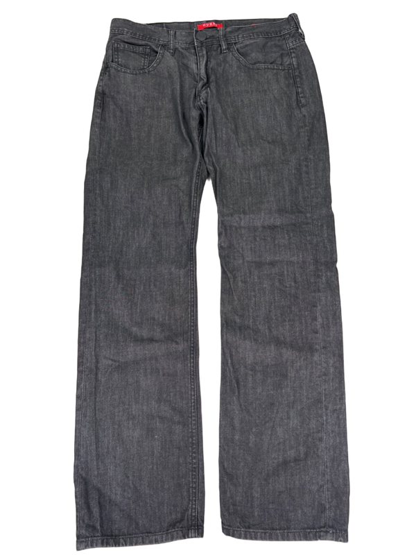 Guess Men's Black Relaxed Straight Rowland Fit Denim Jeans - 32x32