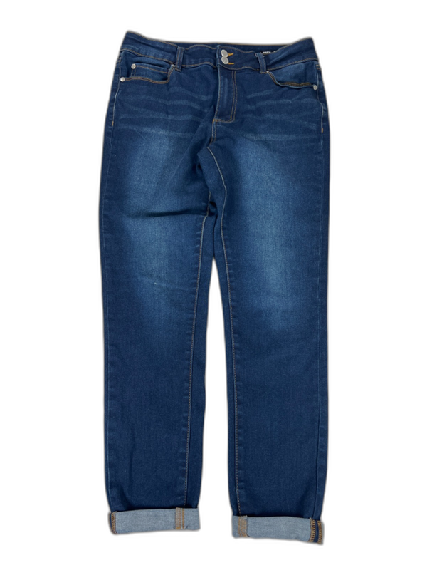 Tahari Women's Dark Wash Sharon Double Button Roll Cuff Skinny Jeans - 12/31