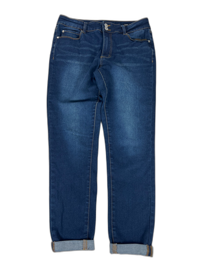 Tahari Women's Dark Wash Sharon Double Button Roll Cuff Skinny Jeans - 12/31