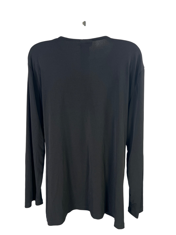 Chico's Women's Black Long Sleeve V-Neck Pleated Front Blouse - 3/US XL image 2