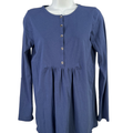J Jill Women's Blue Half Button Up Long Roll Sleeve Shirt - XS