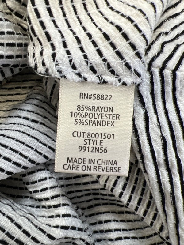 Max Studio Women's White/Black Striped Cap Sleeve Textrued Hi-Low Dress - M image 4