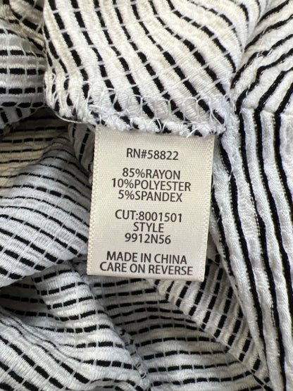 Max Studio Women's White/Black Striped Cap Sleeve Textrued Hi-Low Dress - M image 4