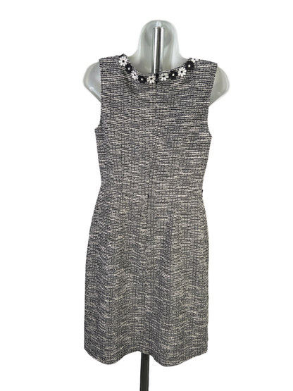 Karl Lagerfield Women's Black/White Tweed Daisy Embroidered Sleeveless Dress - 6 image 2